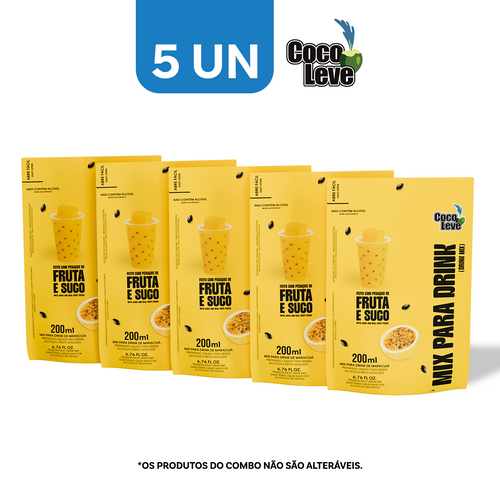 Kit Mix Para Drink De Maracujá Coco Leve 200ml 5 Unidades