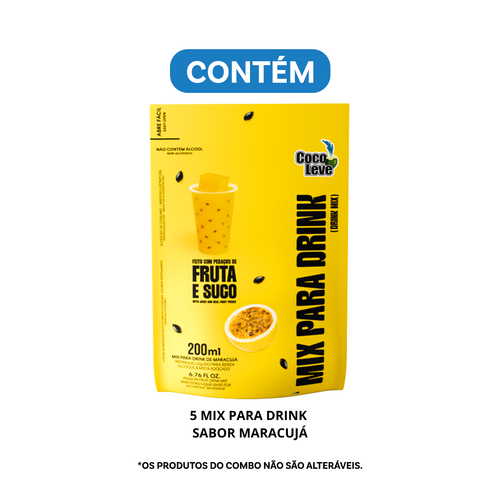 Kit Mix Para Drink De Maracujá Coco Leve 200ml 5 Unidades