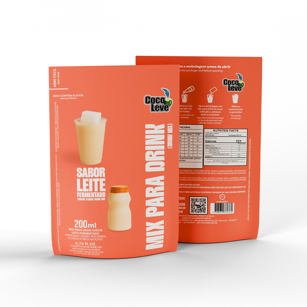 Kit Mix Para Drink Sabor Leite Fermentado Coco Leve 200ml 5 Unidades