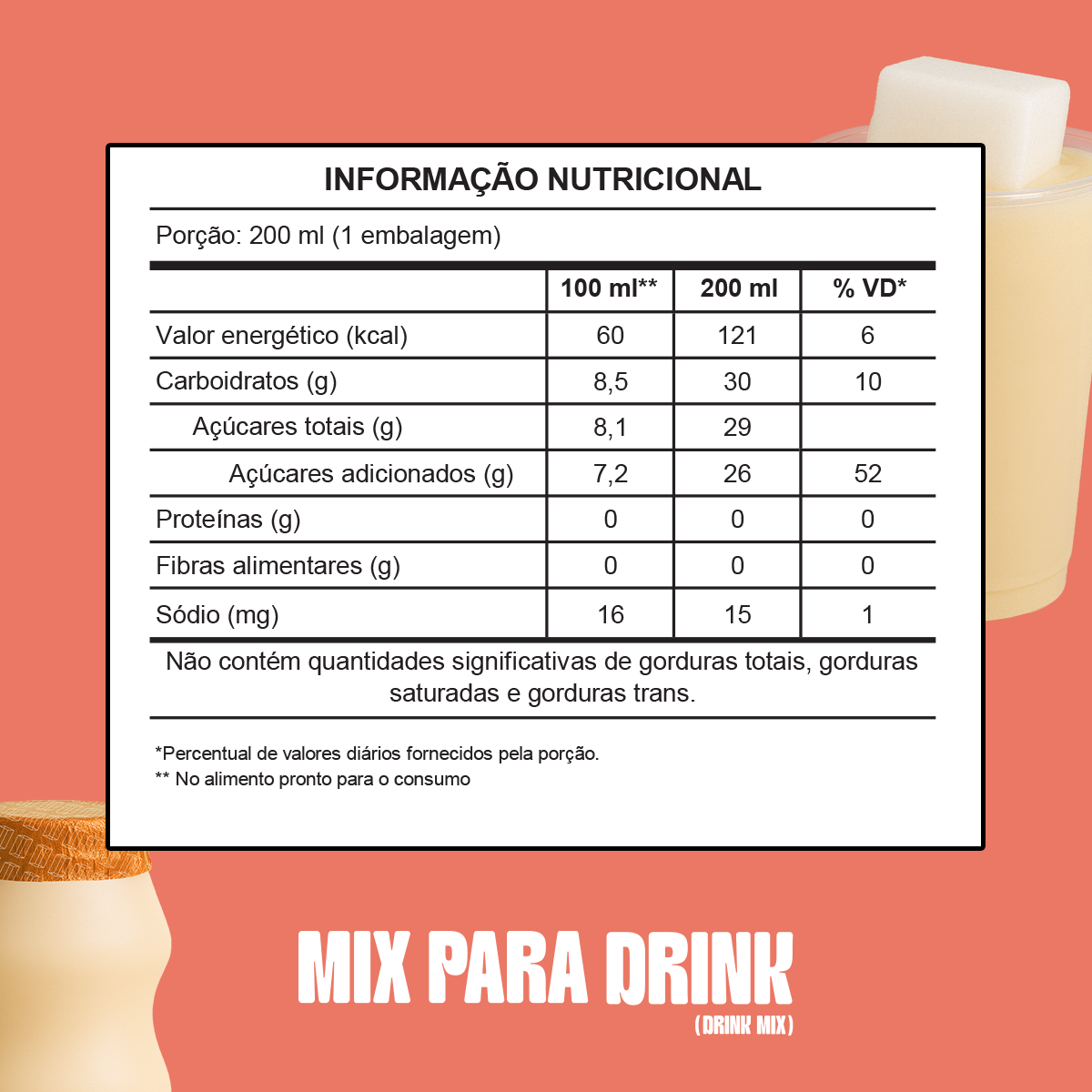 Kit Mix Para Drinks Coco Leve 200ml: 2un Uva Verde + 2un Maracujá +1un Leite Fermentado